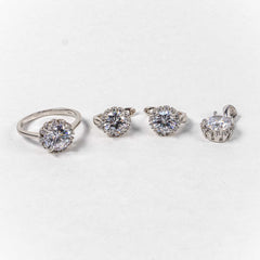Set Bijuterii STILL Argint 925 - Pandantiv, Inel, Cercei, Zirconia, Marime Inel 7, Incolor