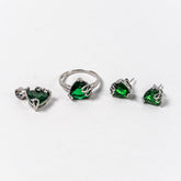 Set Bijuterii STILL Argint 925 - Pandantiv, Inel, Cercei, Zirconia, Marime Inel 7, Verde