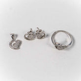 Set Bijuterii STILL Argint 925 - Pandantiv, Inel, Cercei, Zirconia, Marime Inel 7,5, Incolor