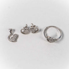 Set Bijuterii STILL Argint 925 - Pandantiv, Inel, Cercei, Zirconia, Marime Inel 7,5, Incolor