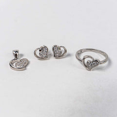 Set Bijuterii STILL Argint 925 - Pandantiv, Inel, Cercei, Zirconia, Marime Inel 7,5, Incolor