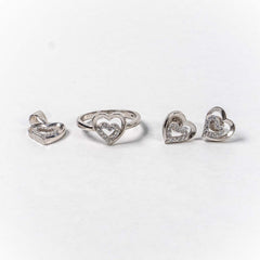 Set Bijuterii STILL Argint 925 - Pandantiv, Inel, Cercei, Zirconia, Marime Inel 8, Incolor