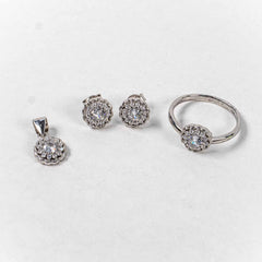 Set Bijuterii STILL Argint 925 - Pandantiv, Inel, Cercei, Zirconia, Marime Inel 8, Incolor