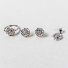 Set Bijuterii STILL Argint 925 - Pandantiv, Inel, Cercei, Zirconia, Marime Inel 6,5, Incolor