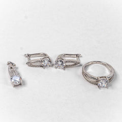 Set Bijuterii STILL Argint 925 - Pandantiv, Inel, Cercei, Zirconia, Marime Inel 8, Incolor