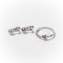 Set Bijuterii STILL Argint 925 - Pandantiv, Inel, Cercei, Zirconia, Marime Inel 7,5, Incolor