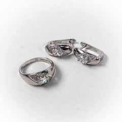 Set Bijuterii STILL Argint 925 - Pandantiv, Inel, Cercei, Zirconia, Marime Inel 6,5, Incolor