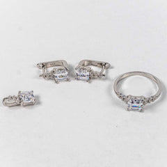 Set Bijuterii STILL Argint 925 - Pandantiv, Inel, Cercei, Zirconia, Marime Inel 7, Incolor