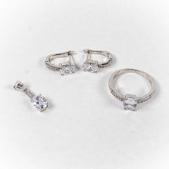 Set Bijuterii STILL Argint 925 - Pandantiv, Inel, Cercei, Zirconia, Marime Inel 8, Incolor