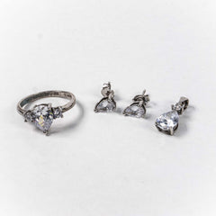 Set Bijuterii STILL Argint 925 - Pandantiv, Inel, Cercei, Zirconia, Marime Inel 8, Incolor