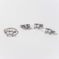 Set Bijuterii STILL Argint 925 - Pandantiv, Inel, Cercei, Zirconia, Marime Inel 7, Incolor