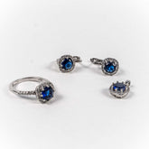 Set Bijuterii STILL Argint 925 - Pandantiv, Inel, Cercei, Zirconia, Marime Inel 5,5, Albastru