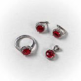 Set Bijuterii STILL Argint 925 - Pandantiv, Inel, Cercei, Zirconia, Marime Inel 5,5, Rosu