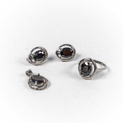 Set Bijuterii STILL Argint 925 - Pandantiv, Inel, Cercei, Zirconia, Marime Inel 6, Negru