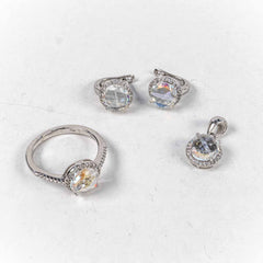 Set Bijuterii STILL Argint 925 - Pandantiv, Inel, Cercei, Zirconia, Marime Inel 8, Incolor