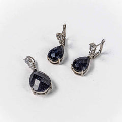 Set Bijuterii STILL Argint 925 - Pandantiv, Cercei, Piatra Soarelui, Albastru
