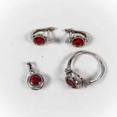 Set Bijuterii STILL Argint 925 - Pandantiv, Inel, Cercei, Zirconia, Marime Inel 5,5, Rosu