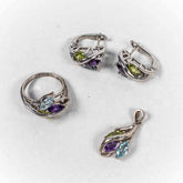 Set Bijuterii STILL Argint 925 - Pandantiv, Inel, Cercei, Zirconia, Marime Inel 7, Multicolor