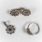 Set Bijuterii STILL Argint 925 - Pandantiv, Inel, Cercei, Topaz Mistic si Marcasite, Marime Inel 8, Multicolor