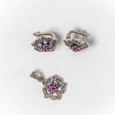 Set Bijuterii STILL Argint 925 - Pandantiv, Cercei, Zirconia si Marcasite, Roz