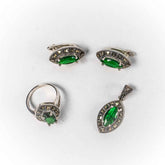 Set Bijuterii STILL Argint 925 - Pandantiv, Inel, Cercei, Zirconia si Marcasite, Marime Inel 8, Verde