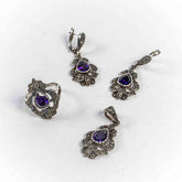 Set Bijuterii STILL Argint 925 - Pandantiv, Inel, Cercei, Zirconia, Marime Inel 8, Violet