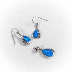 Set Bijuterii STILL Argint 925 - Pandantiv, Cercei, Opal, Albastru