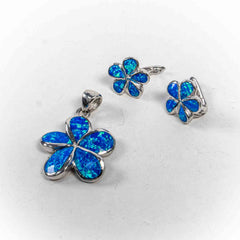 Set Bijuterii STILL Argint 925 - Pandantiv, Cercei, Opal, Albastru