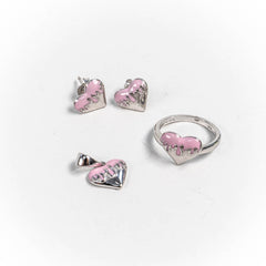 Set Bijuterii STILL Argint 925 - Pandantiv, Inel, Cercei, Email, Marime Inel 4, Roz