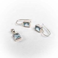 Set Bijuterii STILL Argint 925 - Pandantiv, Cercei, Aquamarin, Albastru