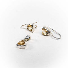 Set Bijuterii STILL Argint 925 - Pandantiv, Cercei, Citrin, Galben