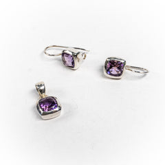Set Bijuterii STILL Argint 925 - Pandantiv, Cercei, Ametist, Violet