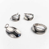 Set Bijuterii STILL Argint 925 - Pandantiv, Inel, Cercei, Email, Marime Inel 9, Multicolor