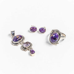 Set Bijuterii STILL Argint 925 - Pandantiv, Inel, Cercei, Turcoaz, Inel Reglabil, Mov