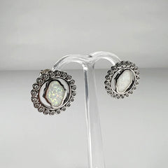 Cercei opal cu surub din argint 925 - 15mm - vedere 1