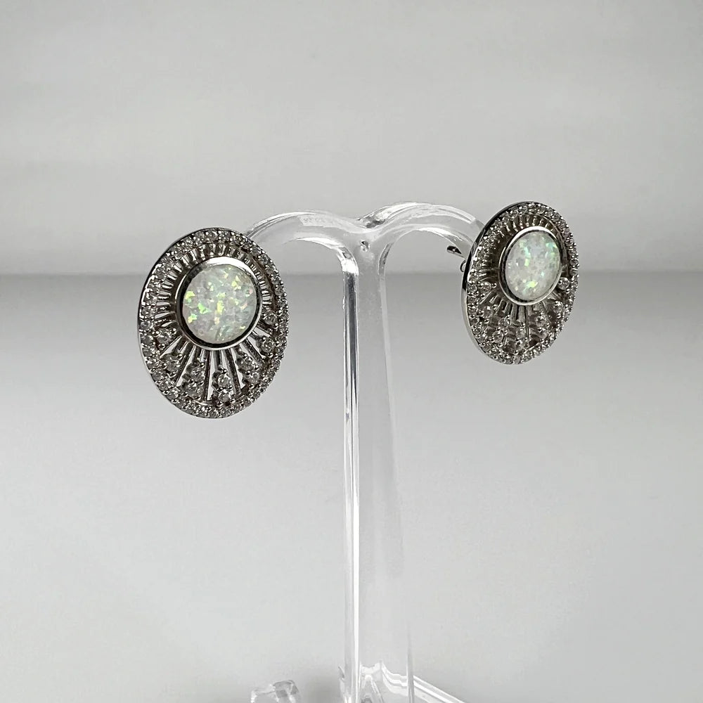 Cercei opal cu surub din argint 925 - 15mm - vedere 1