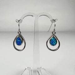 Cercei drop opal cu carlig din argint 925 - 15mm - vedere 2