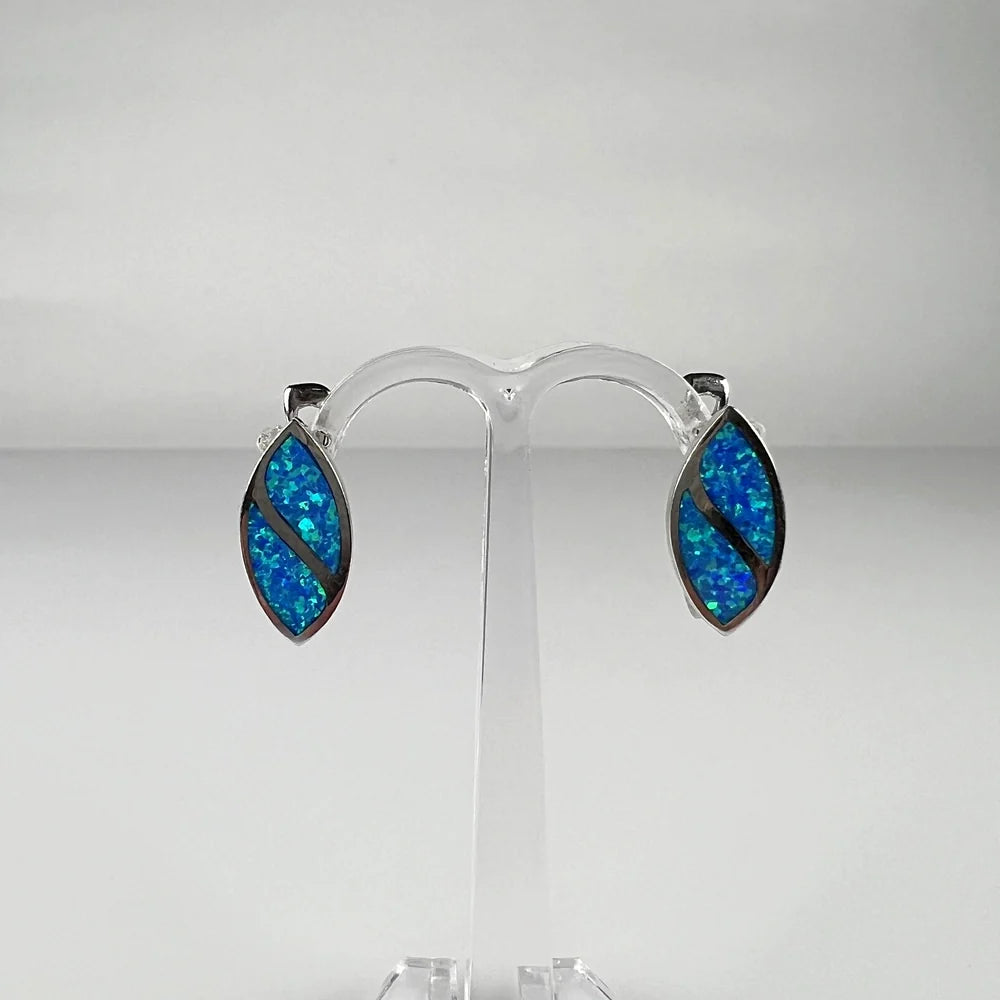 Cercei drop opal leverback din argint 925 natural - vedere 1