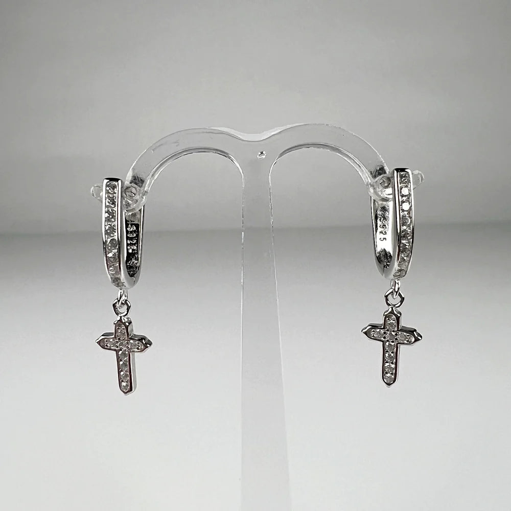 Cercei drop zirconia cu prindere leverback din argint 925 - vedere 1