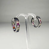 Cercei creole argint 925 cu zirconia 18mm prindere continua - vedere 1