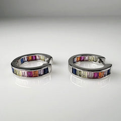 Cercei creole argint 925 cu zirconia 18mm prindere continua - vedere 2