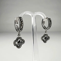 Cercei lungi zirconia cu prindere leverback din argint 925 - vedere 2