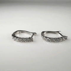 Cercei creole argint 925 cu zirconia si prindere leverback 13mm - vedere 2