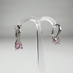Cercei drop zirconia cu prindere leverback din argint 925 - vedere 2