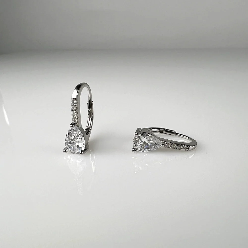 Cercei drop zirconia cu prindere leverback din argint 925 - vedere 1