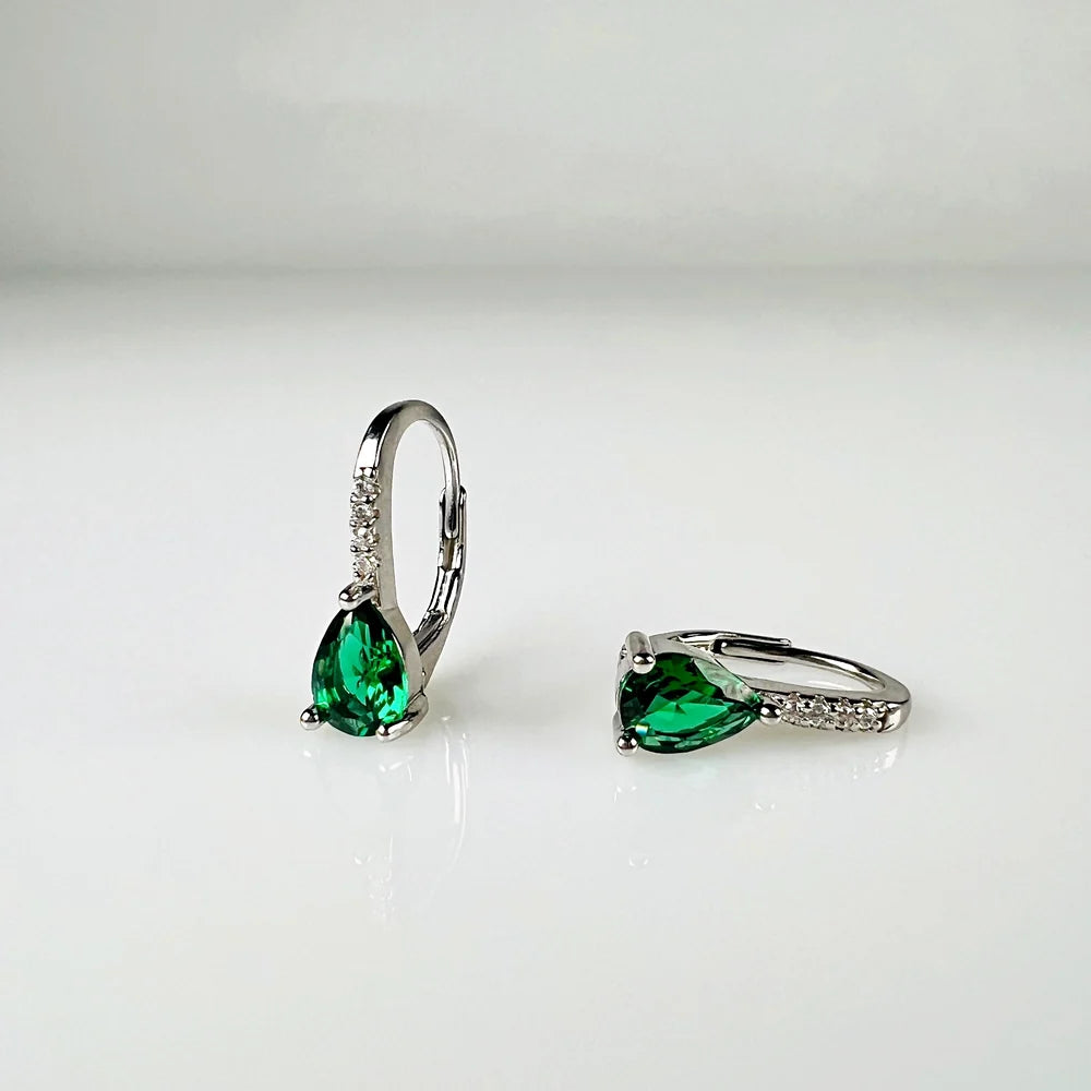 Cercei drop zirconia cu prindere leverback din argint 925 - vedere 1