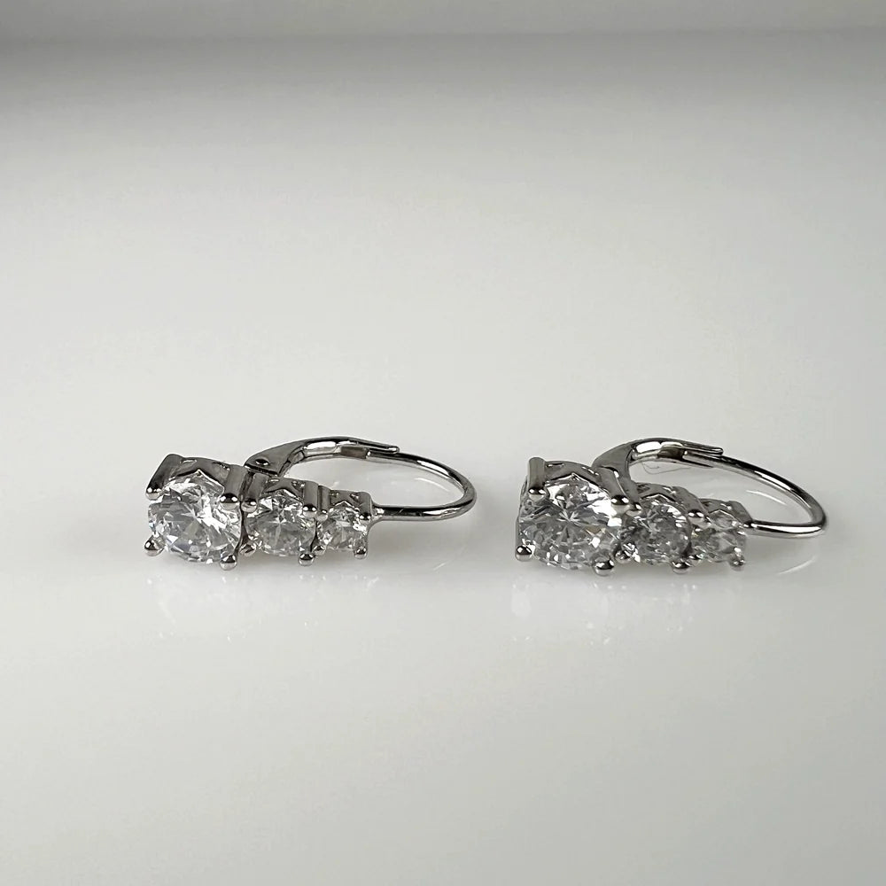 Cercei drop zirconia cu prindere leverback din argint 925 - vedere 1