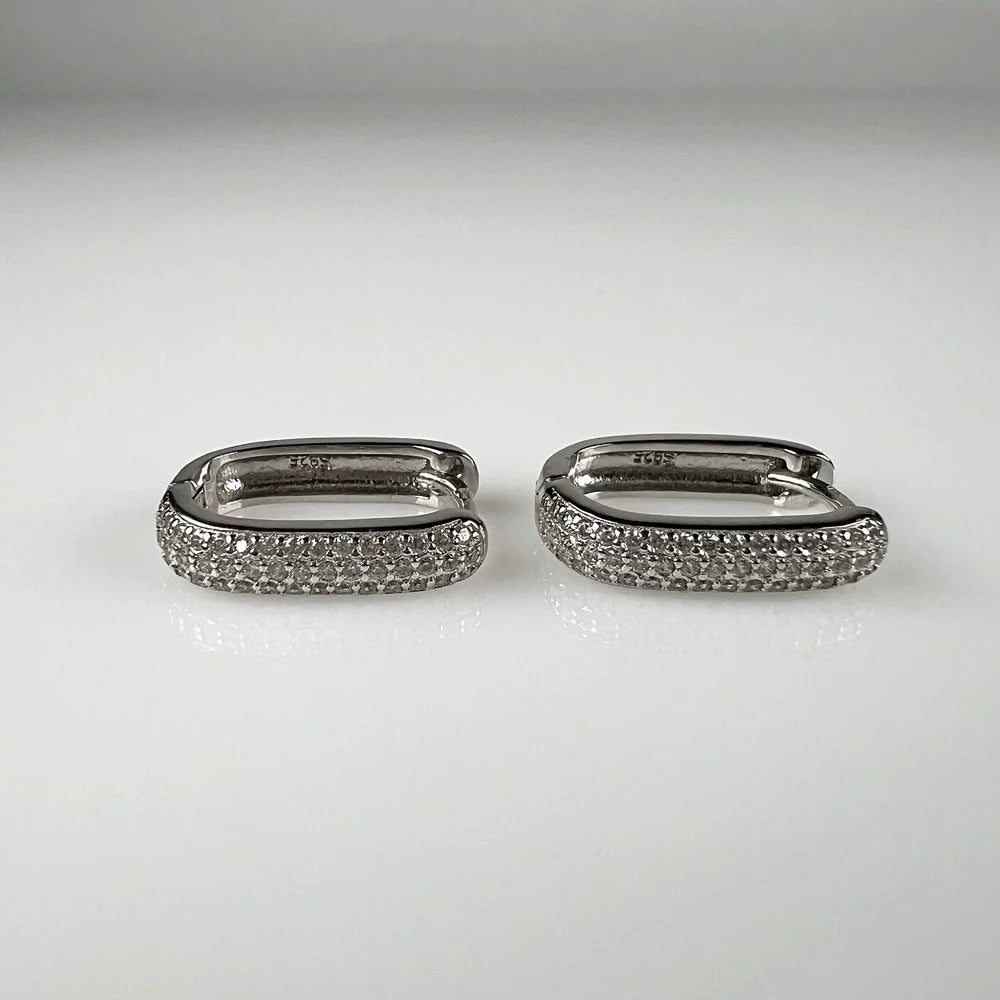 Cercei creole argint 925 cu zirconia si prindere leverback - vedere 1