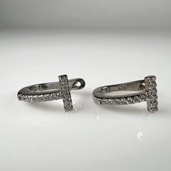 Cercei creole zirconia leverback argint 925 16mm - vedere 1