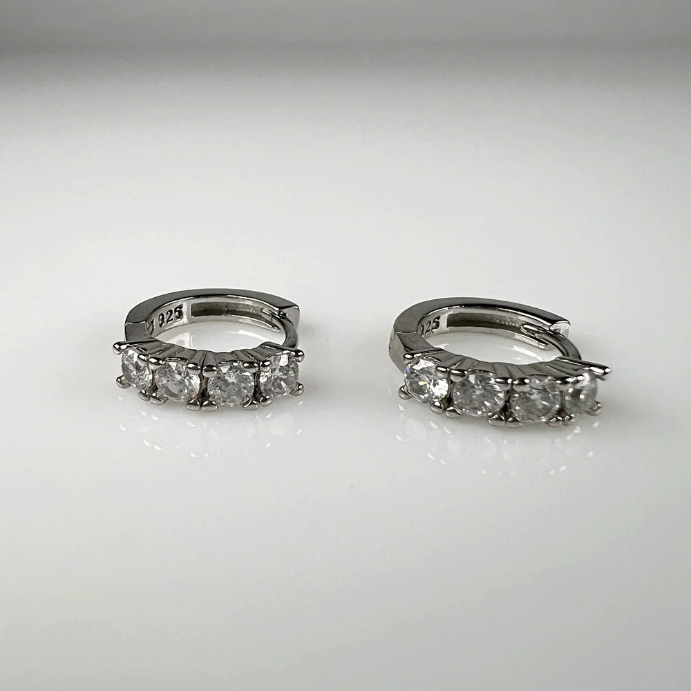 Cercei creole argint 925 cu zirconia si prindere leverback 11mm - vedere 1